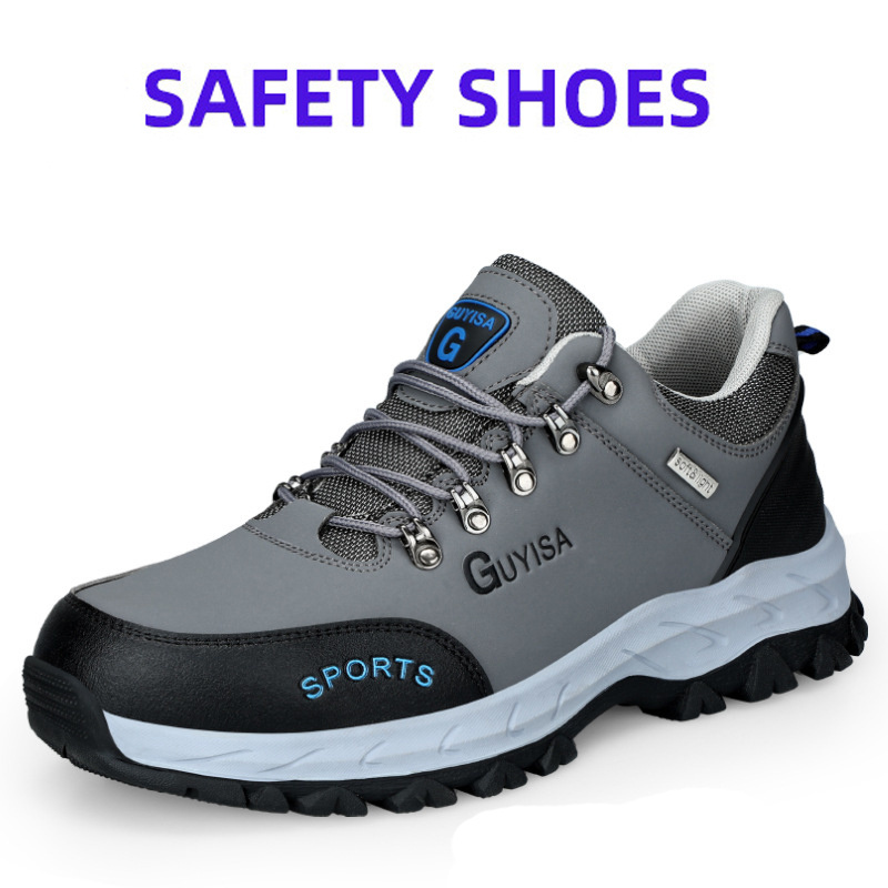 THREEDIV Microfiber Leather Industrial Men's Construction Protective Security Safety Shoe