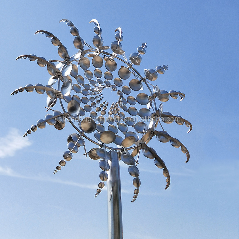 Wind Spinner Vertical Metal Kinetic Stainless Steel Sculpture Garden Windmill Stake Perpetual Motion