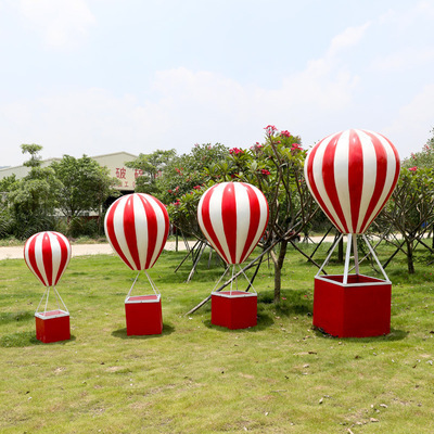 Hot sale New design fiberglass lifesize hot air balloon resin sculpture prop for window display decoration