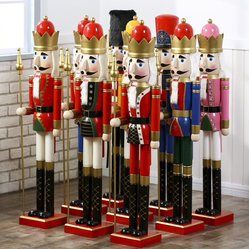 High quality custom fiberglass sculpture 6 ft pink giant nutcracker for christmas outdoor plaza decoration