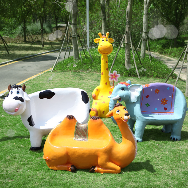 Hot sale resin dinosaur animals bench seats fiberglass outdoor chair for kids