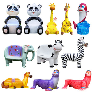 Cheap price fiberglass kids seats resin cartoon elephant giraffe dinosaur animals seating bench for Kindergarten