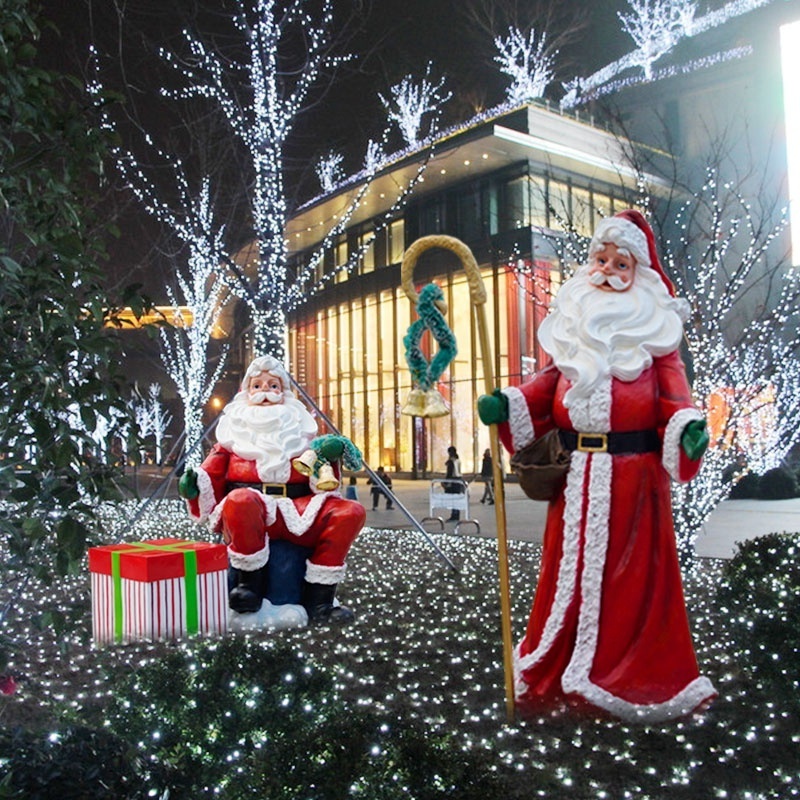 New Art Installation Statue Resin Christmas Santa Claus Statue For Christmas Eva Decoration