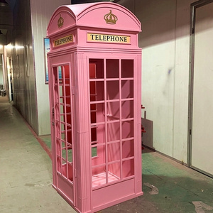 Wholesale customized antique metal pink telephone London classic phone booth for wedding