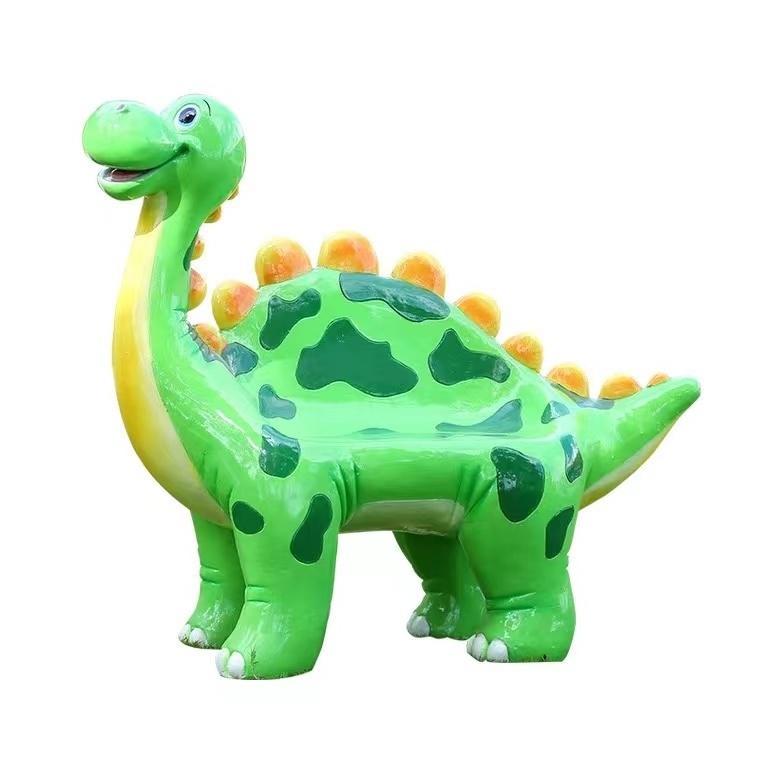 support customize fiberglass dinosaur  seat statue/resin dinosaur bench sculpture/ fiberglass animal props for children use