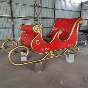 Fiberglass Waterproof Outdoor Christmas Decoration Christmas Life Size Santa Sleigh for shopping mall