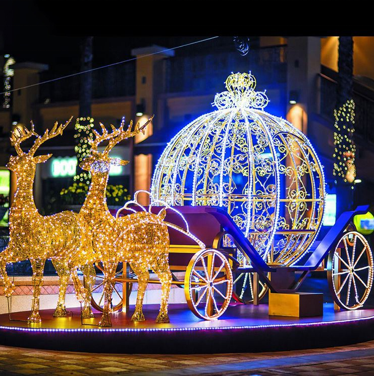 Christmas Deer with Pumpkin Cart For Christmas Decoration