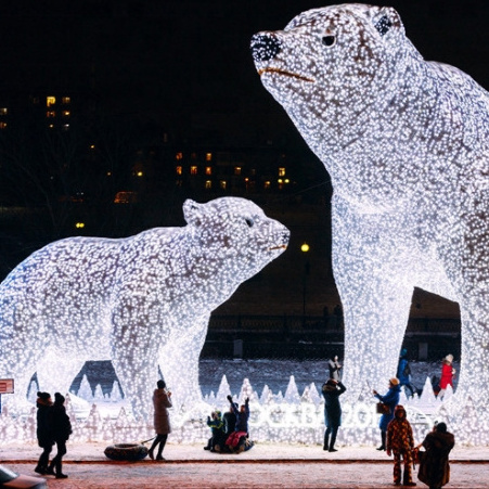 LED Lights Outdoor Christmas Decoration Polar Bear Family Set Animation Sculpture Outdoor Yard Decoration