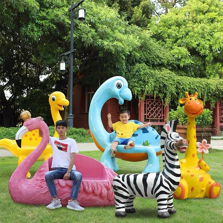 support customize fiberglass dinosaur  seat statue/resin dinosaur bench sculpture/ fiberglass animal props for children use