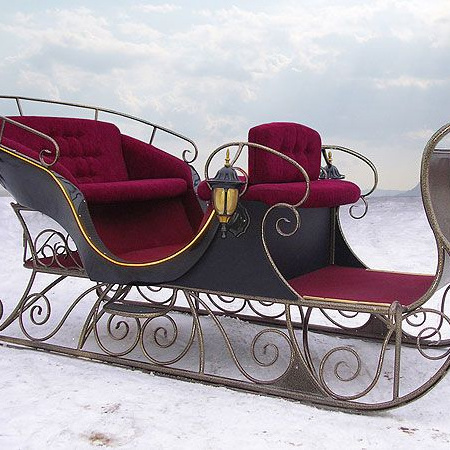 Customized New Design Life Size Christmas Fiberglass Santa Sleigh with seats for Shopping Mall Center