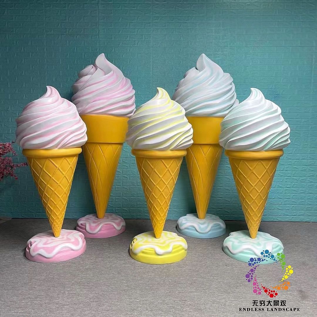 Factory price Giant fiberglass Candy Statue cupcake sculpture ice cream for store Windows display decoration