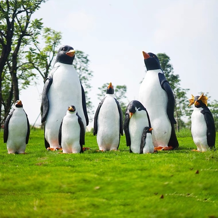 fiberglass animals penguin/penguin animal sculpture props/ life size penguin polar bear sculpture