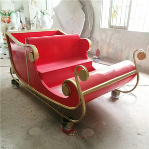 Large Outdoor Fiberglass Waterproof Christmas Decoration Customizable Life Size Santa Sleigh