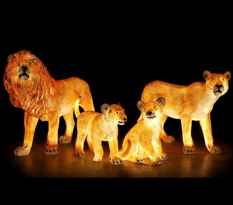 Life Size Statue Outdoor Holiday Light Christmas Festival Garden Lawn Animal Sculpture Lion Statue