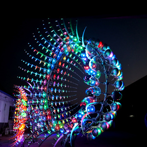 led color kinetics wind mill decor/ wind powered kinetic sculpture/ kinetic statue moving statue