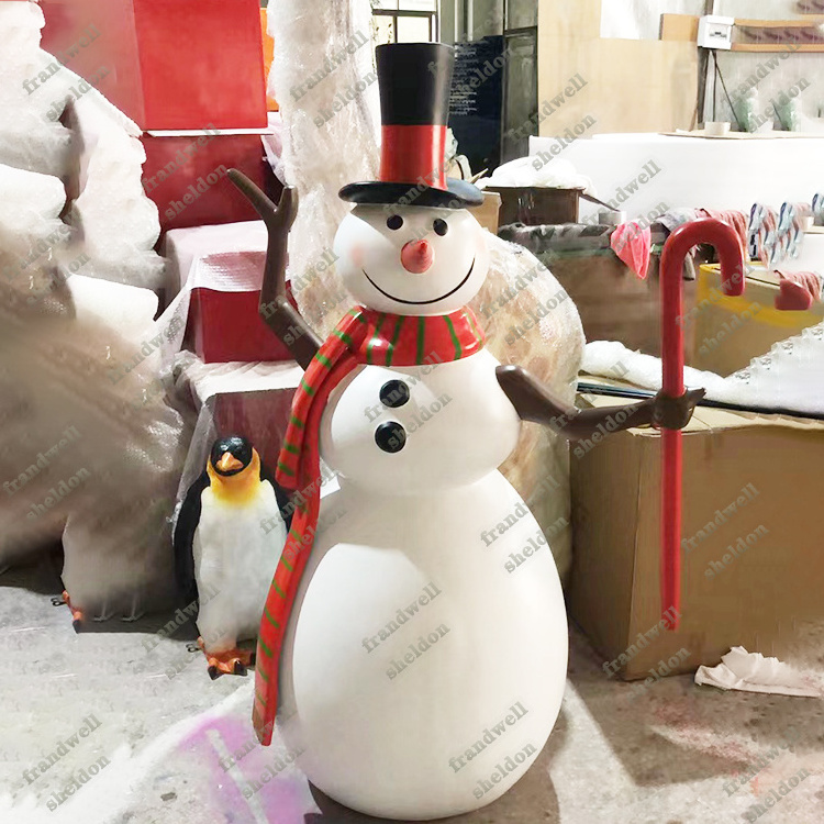 penguin snowman decors for outdoor/ life size penguin snowman statue/ christmas party snowman penguin