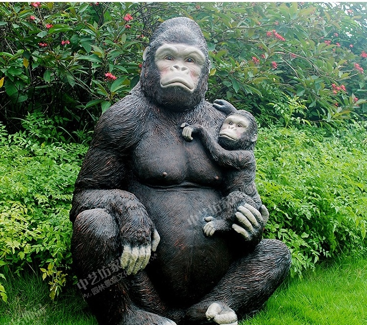 Factory custom farm animal models jungle animatronic fiberglass animal statue monkey Gorilla Sculpture