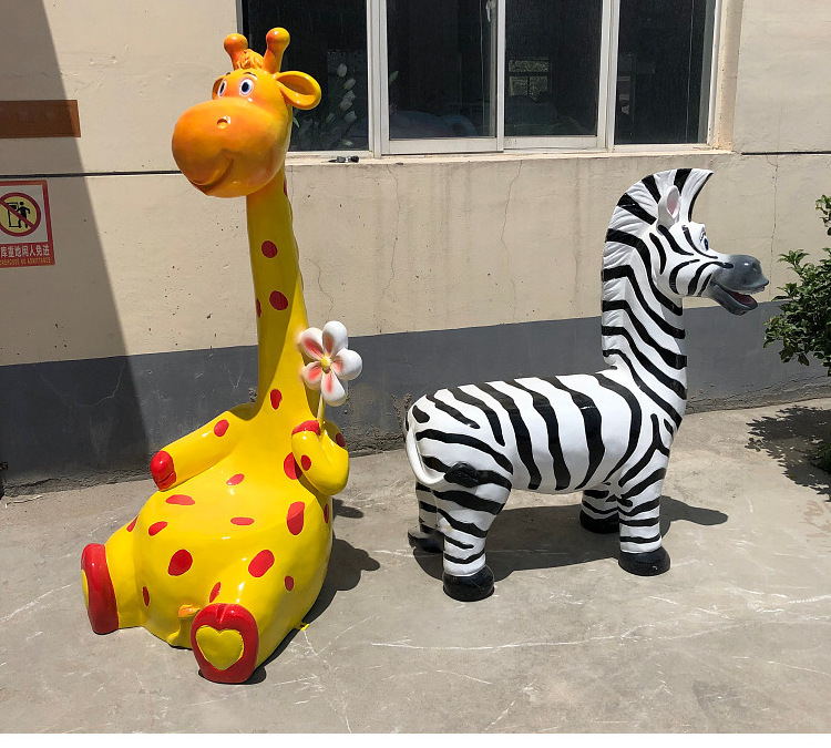 2021 Factory price New Design Kids amusement prop fiberglass cartoon animal dinosaur statues bench for shopping mall decoration