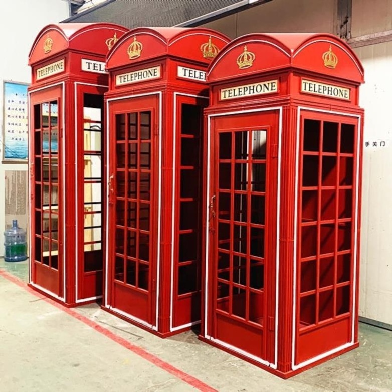 Wholesale customized antique metal pink telephone London classic phone booth for wedding