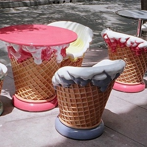 Christmas decoration fiberglass ice cream cone chair statue chairs and table for theme park decoration