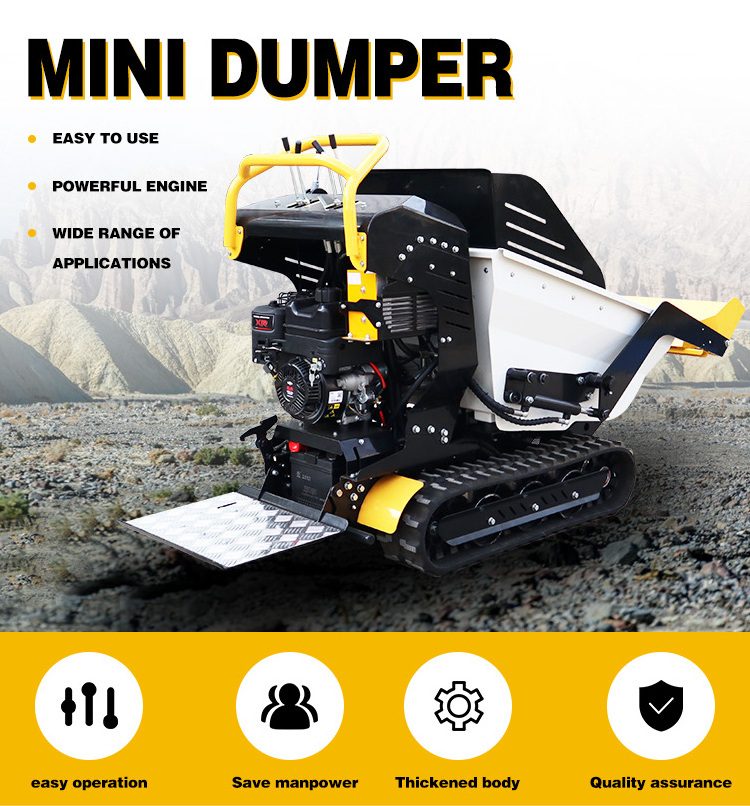 Small Crawler Dumper  Hydraulic Dump Truck Automatic Tracked Dumper  500kg Wheelbarrow Mini Dumper  with Briggs & Stratton