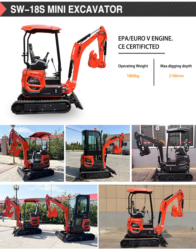 Factory Directly Supply small mini digger Micro digger 1 ton CE EPA 3.5 ton mini excavator 2 ton crawler excavator for sale