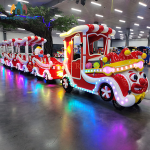 Commercial Classical Amusement Park Carnival Clown Design Children Cartoon Track Mini Electric Train Ride For Sale