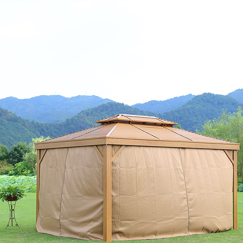 Outdoor Double Top Garden Tent Furniture with Side Curtain Aluminum polycarbonate Gazebo