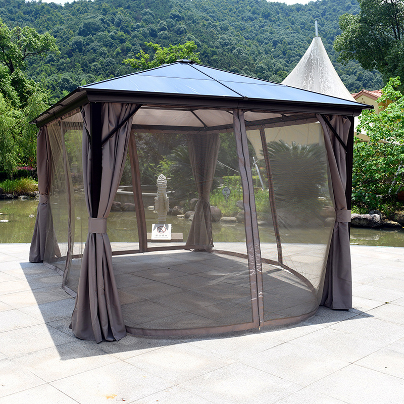 Roof Gazebo Aluminium Hardtop Galvanized Metal High Quality Garden Morden Luxury Outdoor Gazebo Gazebos 41*38.5mm 109*50mm 3*3