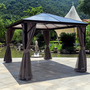 Roof Gazebo Aluminium Hardtop Galvanized Metal High Quality Garden Morden Luxury Outdoor Gazebo Gazebos 41*38.5mm 109*50mm 3*3