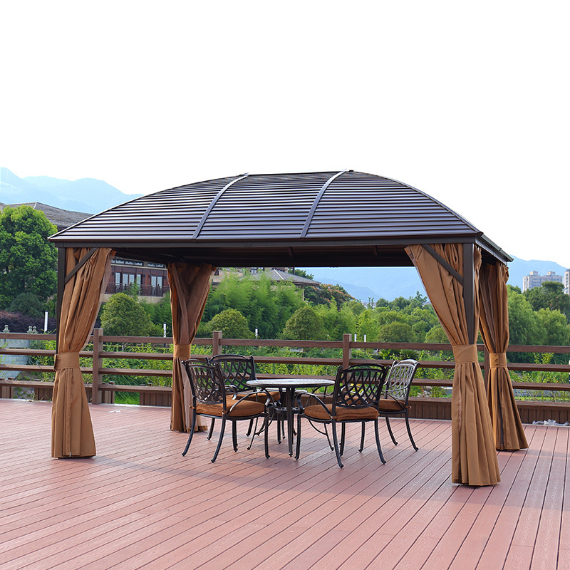 Outdoor Patio Garden Polycarbonate Gazebo with Mosquito Netting Screen Walls Curtains PC Panels Aluminum Canopy Gazebos 32*48mm