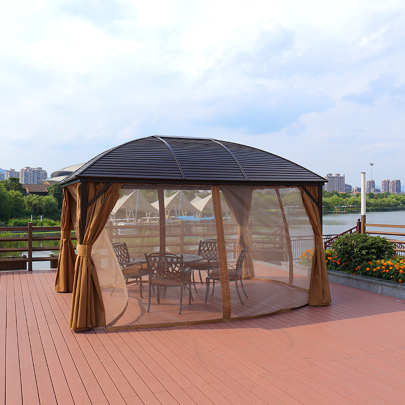 Outdoor Patio Garden Polycarbonate Gazebo with Mosquito Netting Screen Walls Curtains PC Panels Aluminum Canopy Gazebos 32*48mm