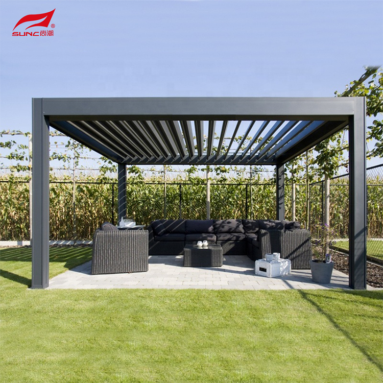 Modern Waterproof Bioclimatic Louvered Roof Gazebo Retractable Remote Control High Quality Outdoor Pergola Aluminium