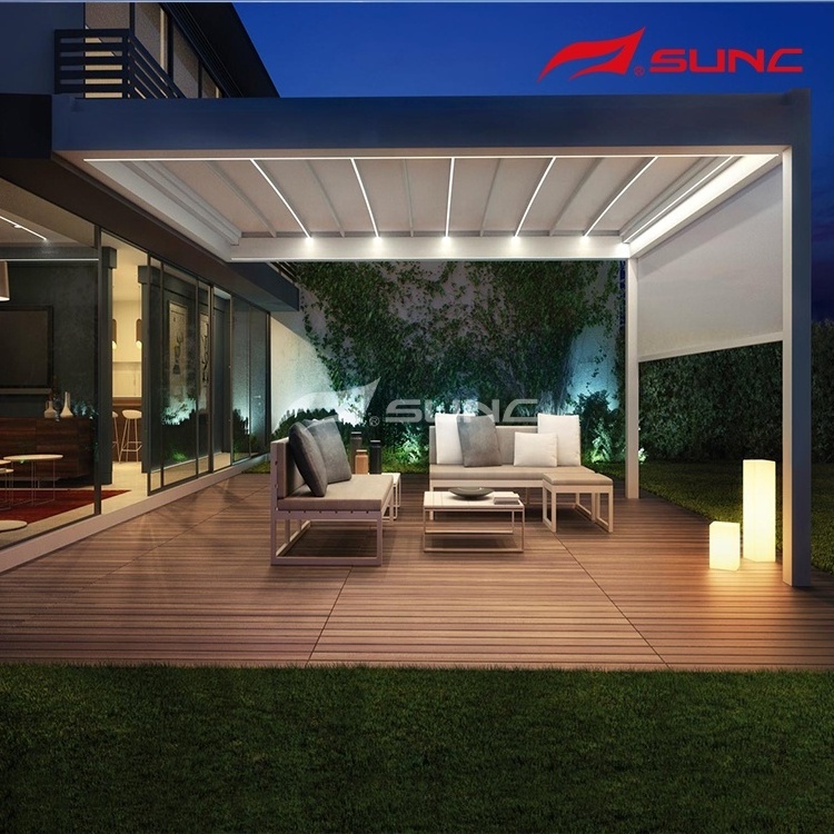 Modern Waterproof Bioclimatic Louvered Roof Gazebo Retractable Remote Control High Quality Outdoor Pergola Aluminium