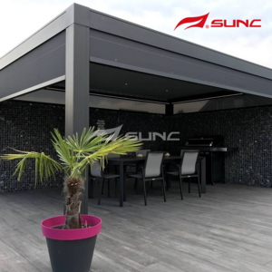 Modern Aluminium Patio Gazebo Outdoor Arches Bioclimatic Automatic Pergola Opening Louvred Roof