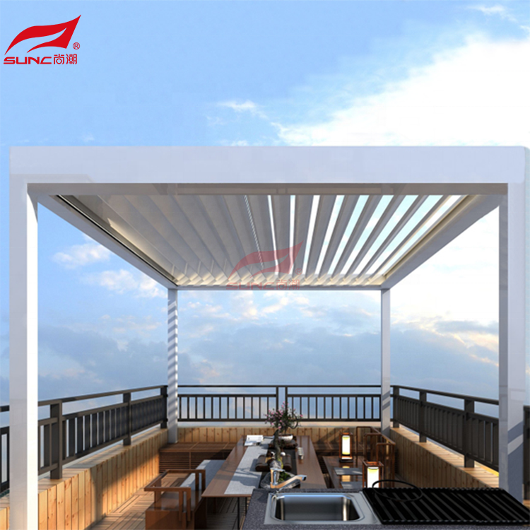 Outdoor Factory Supplying Modern New Design Aluminium Gazebos Pergola with led light custom aluminium pergola