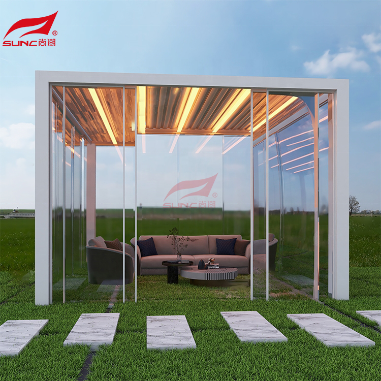 Outdoor Factory Supplying Modern New Design Aluminium Gazebos Pergola with led light custom aluminium pergola