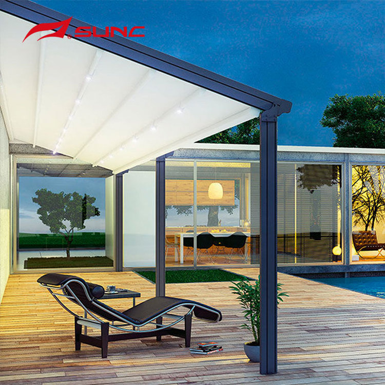 Electric White Cheap Pergola with Retractable Roof Sun Shade Bioclimatic Motorized Outdoor Pergola Gazebo