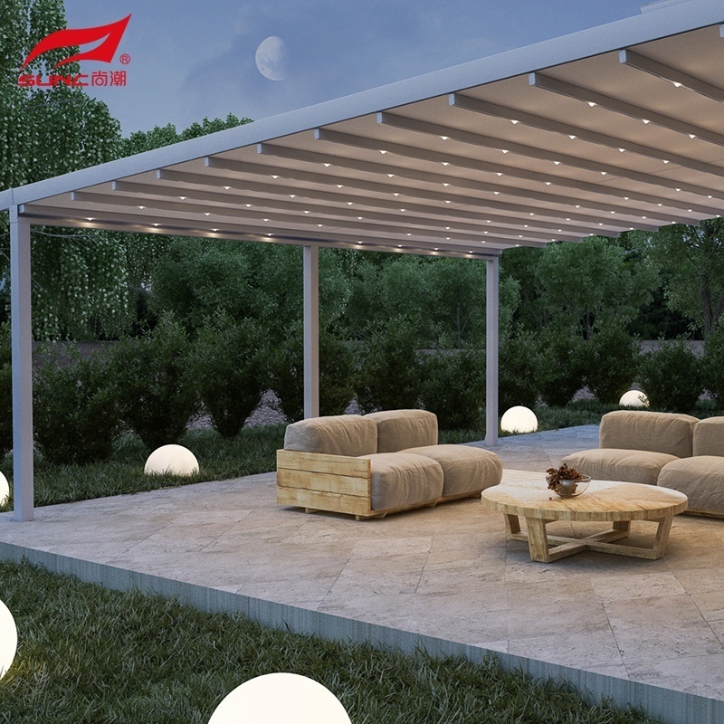 SUNC Waterproof 8x8 Outdoor Pergola with Retractable Roof  Bioclimatic Motorized Retract Pergola Gazebo