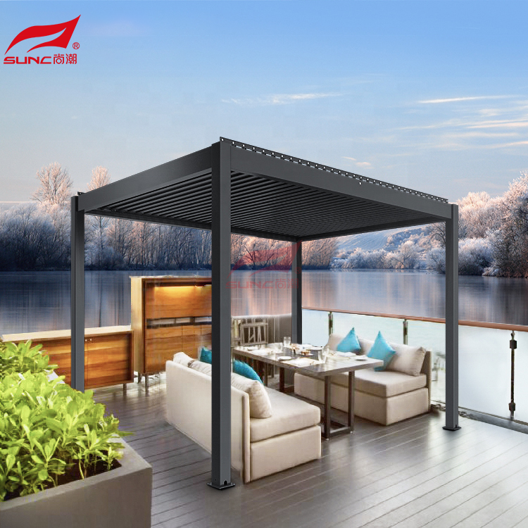 Good Quantity Custom Outdoor Aluminium Pergola Gazebos Easy Assembly Garden Building Louvred Roof Bioclimatic Aluminium Pergola