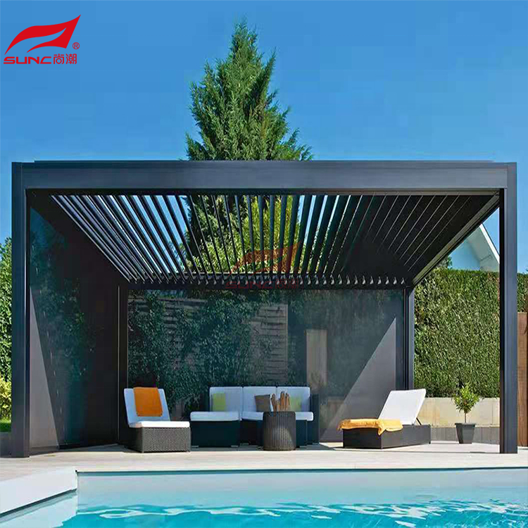 Good Quantity Custom Outdoor Aluminium Pergola Gazebos Easy Assembly Garden Building Louvred Roof Bioclimatic Aluminium Pergola