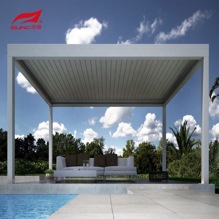 Pergolas and Gazebos Outdoor Pavilion Garden Buildings Retractable Waterproof Bioclimatic Motorized Louvered Pergola Aluminium