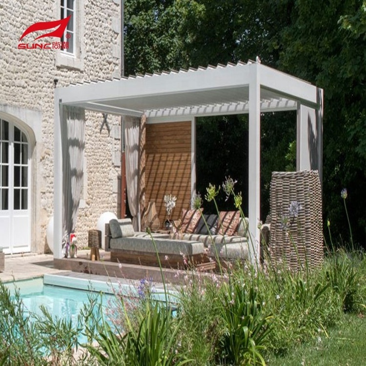 SUNC Outdoor Aluminum Louvre Patio Pergola Gazebo with ZIP Screen Blinds Bioclimatica Automatic Motorized Pergola