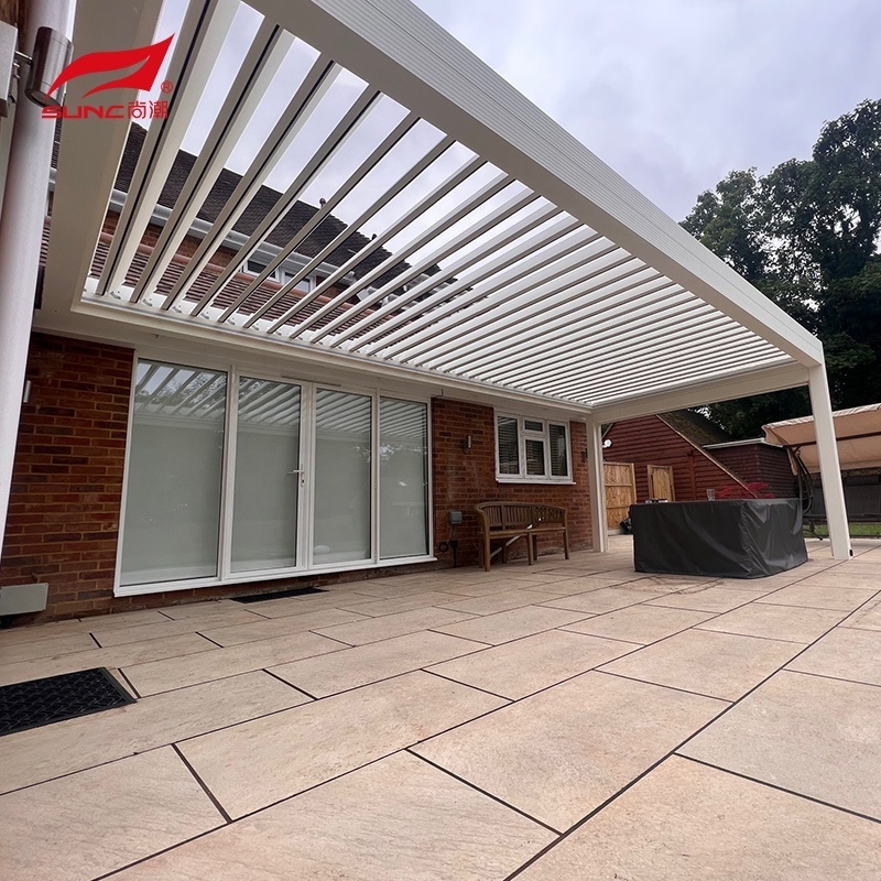 SUNC Outdoor Bioclimatic Pergola Weatherproof Bioclimatic Gazebo Motorized Louvered Patio Roof Aluminium Pergola