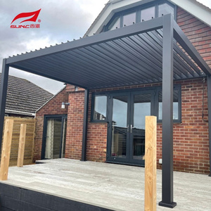 Modern Electric Pergola Gazebo Outdoor Bioclimatic Solar Panel Waterproof Motorized Louvered Aluminium Pergola Patio