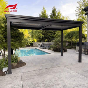 Modern Electric Solar Louvered Aluminium Bioclimatic Gazebo Motorized Roller Blinds for Outdoor Pergola Waterproof