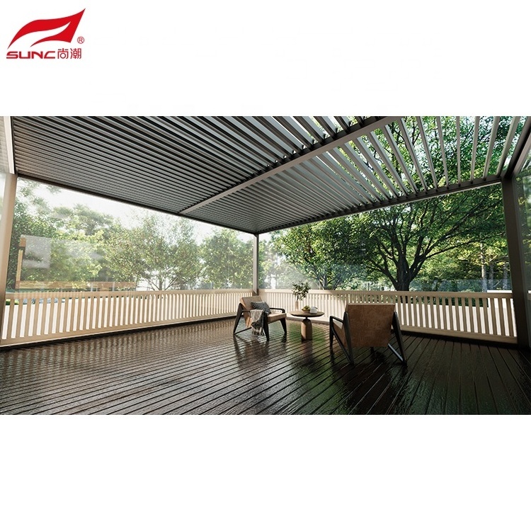 Waterproof Louver Roof System Kits Outdoor Gazebo Garden Bioclimatic Aluminium Louvered Pergola