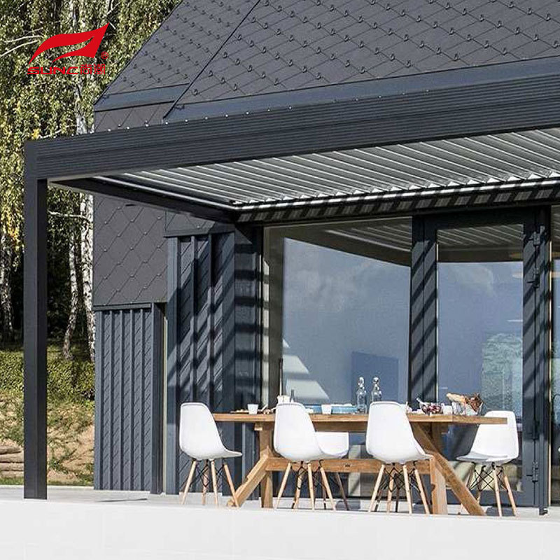 SUNC Outdoor Modern Pergula Aluminium Waterproof Bioclimatic Gazebo Motorized Louvered Roof Outdoor Pergola Patio