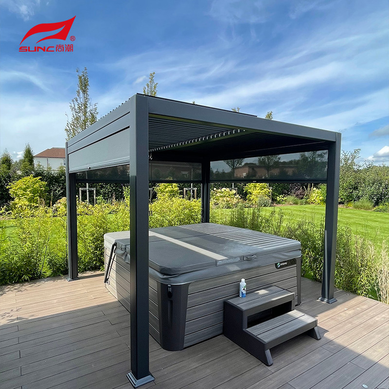 SUNC Modern Pergola Louver Roof Aluminium Patio Waterproof Bioclimatic Motorized Electric Louvered Outdoor Pergola