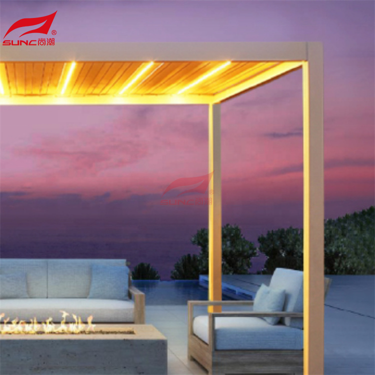 Fully automatic terrace roof retractable sliding and folding waterproof aluminum pergola outdoor